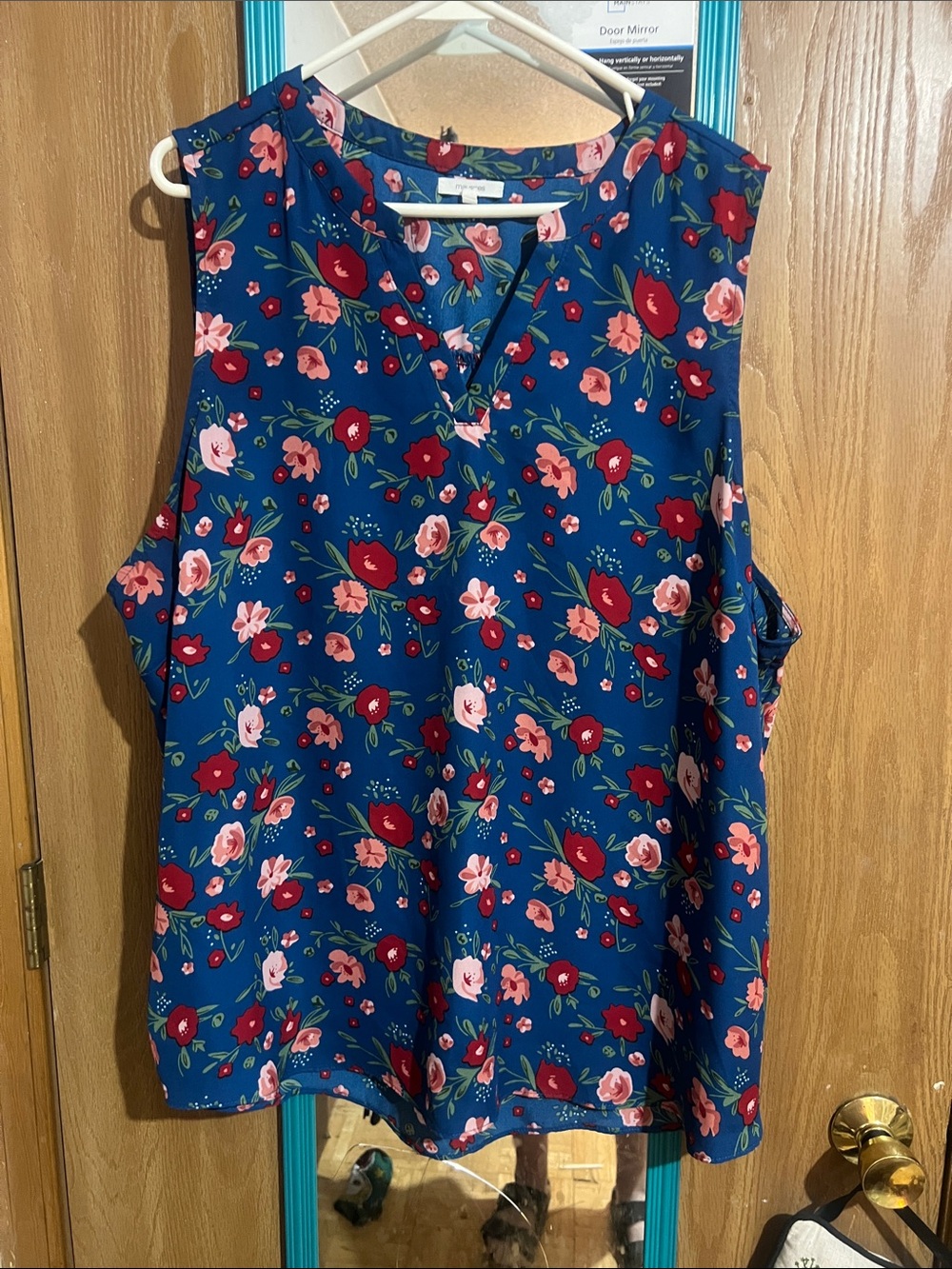 Maurices Blue Floral Sleeveless V-Neck Camisole